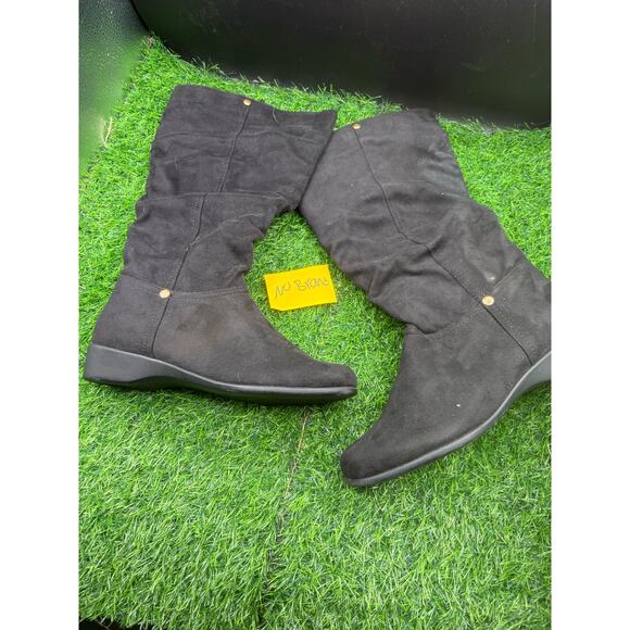 Black- Faux Suede-Thigh High Boots- Size 7 W (approx) - Picture 9 of 9